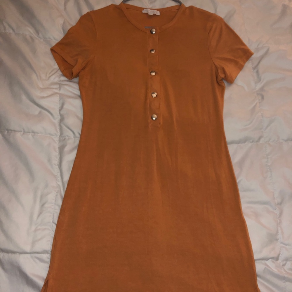 Button Up Orange Dress